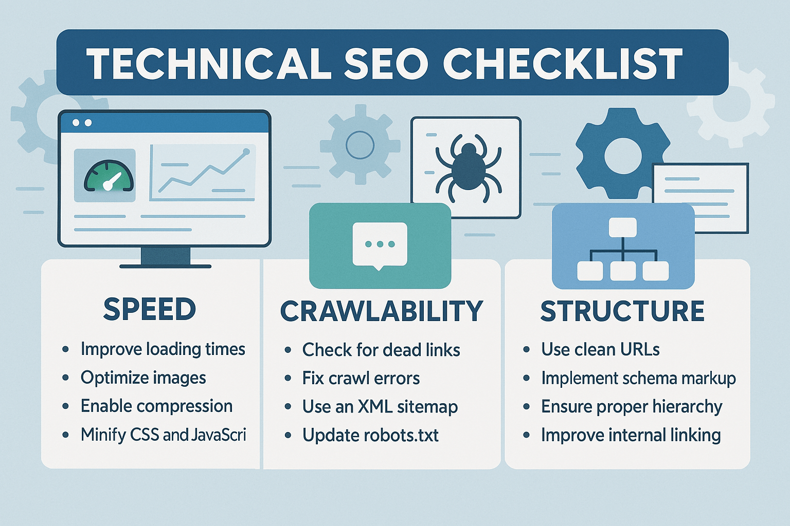 Technical SEO checklist – speed, crawlability, structure