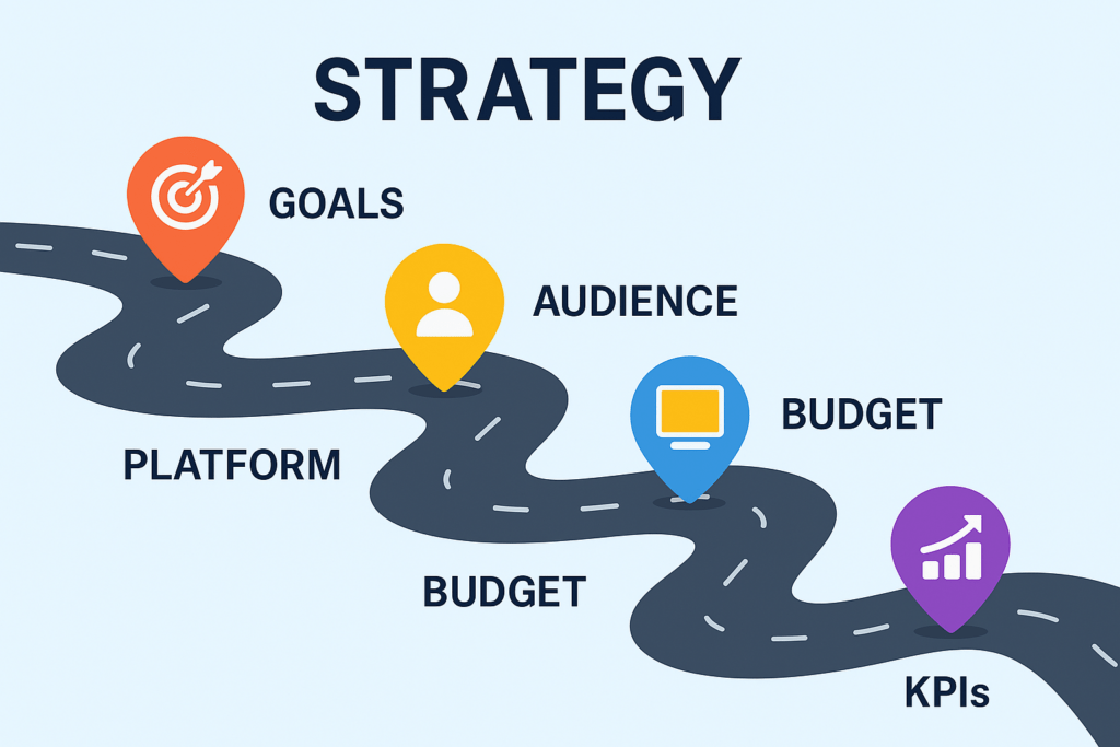 Digital marketing roadmap, buyer persona template, content calendar visual