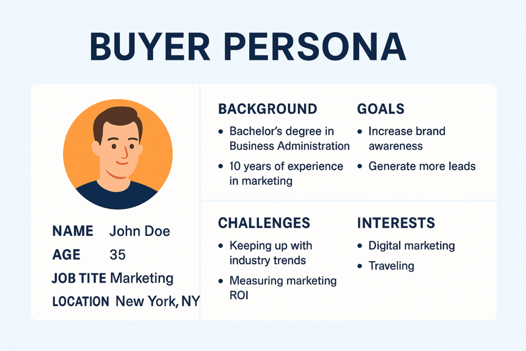 Digital marketing roadmap, buyer persona template, content calendar visual