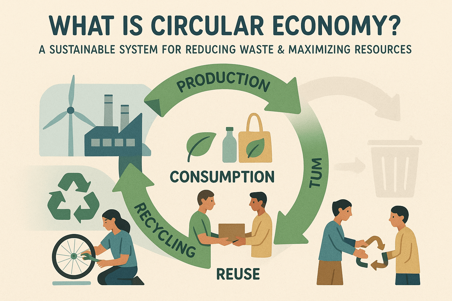 What is Circular Economy – Linear vs Circular diagram